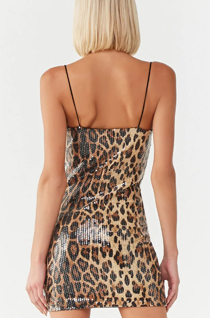 Leopard Print Sequin Dress